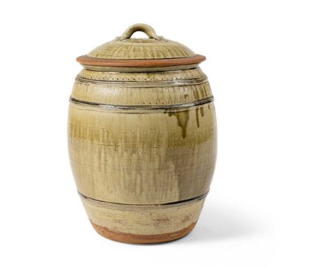 § Richard Batterham (British 1936-2021) Large Lidded Vessel stoneware, ash glazeDimensions:51cm high (20in high)