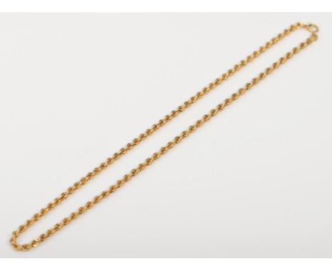 A 9ct gold rope twist chain, 41cm, 3.6gm. 