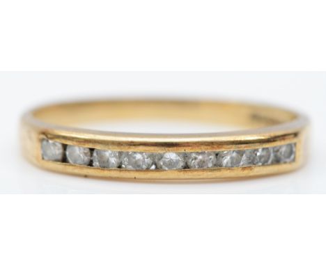 A 9ct gold brilliant cut diamond dress ring, M, 1.4gm. 