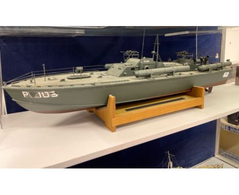 A large plastic working model of an American Naval vessel, L. 82cm. (Radio control obsolete)