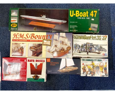 A group of 6 un-made commercial model kits.