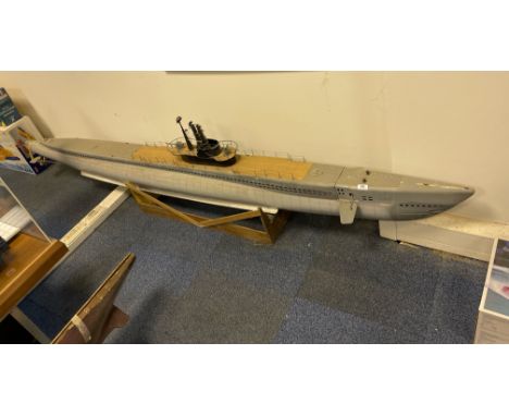 A very large fiberglass working model of a submarine, L. 295cm.