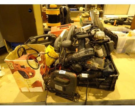 Group of electrical tools including drill sander router etc