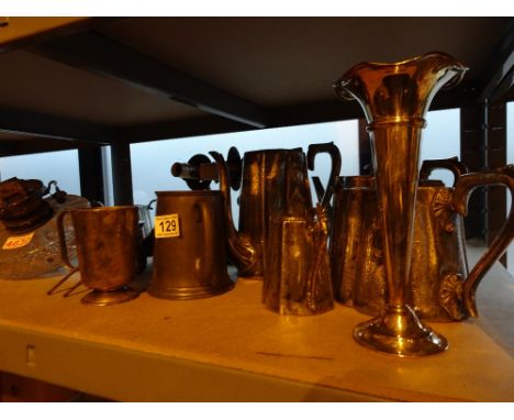 Shelf of mixed silver plate