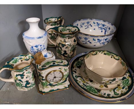 A collection of Masons ironstone to include a mantel clock together with a Graften Dynasty porcelainLocation: 