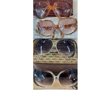 Four pairs of vintage lades over-sized sunglasses to include YSL and Christian Dior together with mixed cases. Location:R1:4 