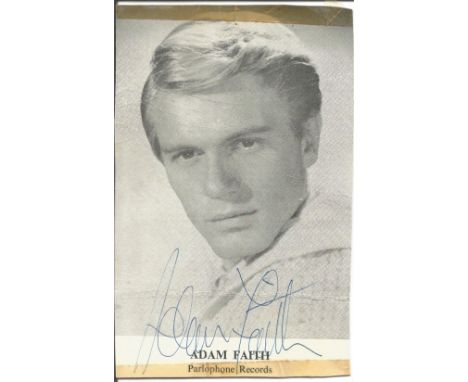 Adam Faith Singer &amp; Actor Signed Vintage 1960s Parlophone Promo Photo. Good Condition. All signed pieces come with a Cert