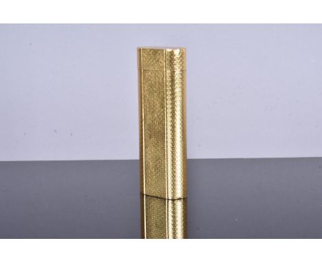 A Cartier Plorgalva gold plated pocket lighter, with engine turned design, serial 34017, stamped Cartier, Paris, Plorgalva, 2