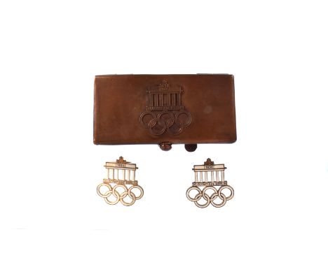 1936 Berlin Olympic Games, Two German Third Reich Olympic Games enamel badges, both stamped Ges Gesch, one stamped Paulmann &