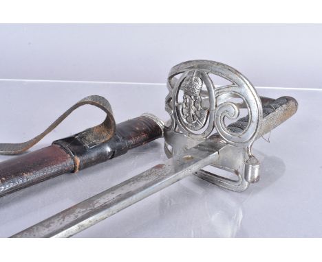 A George V Light Infantry Officer's sword, with 82.5cm long etched blade by Hawkes &amp; Co, with George V cipher, pierced ha