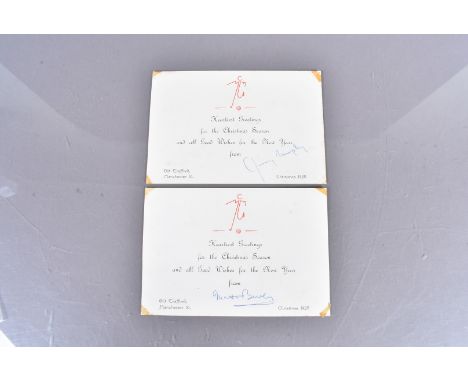 Matt Busby / Jimmy Murphy Signed Christmas Greetings 1958, Hand signed Christmas Greeting Cards from Matt Busby and a second 
