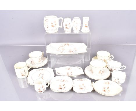 A collection of Royal Winton Churchill-Roosevelt themed ceramics, including dishes, small vases, cups and saucers, and more, 