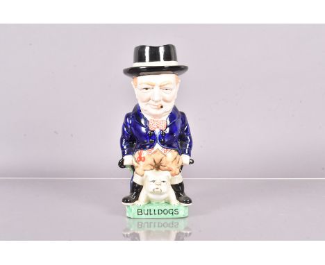 A Burleigh Ware Churchill Toby Jug, by John Bull, the colour variation where Churchill is wearing a blue jacket and blue bow 