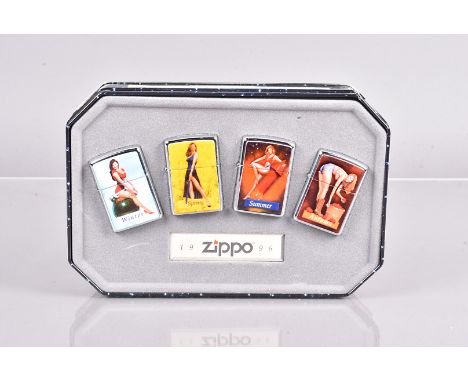 Zippo Salutes Pin Up Girls, The Four Seasons' set, containing four lighter, depicting a different Pin Up girl for each season
