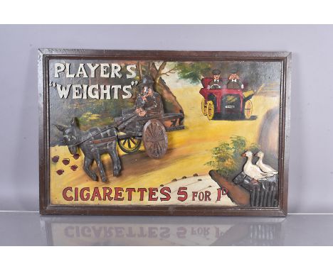 A reproduction Players ''Weights'' Cigarette advertising sign, in wood, with three dimensional design, featuring a horse and 