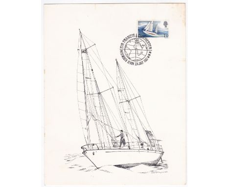 Great Britain 1967 (July 24) FDI, Sir Francis Chichester Plymouth. FDI on a pen and ink drawing of his yacht by Leonard May. 