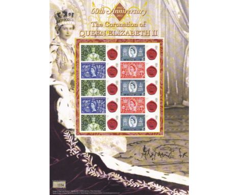 Great Britain 2013 Coronation of Queen Elizabeth II Royal Mail Stamp Sheet, features 1953 Coronation set and 10x 1st Class. S