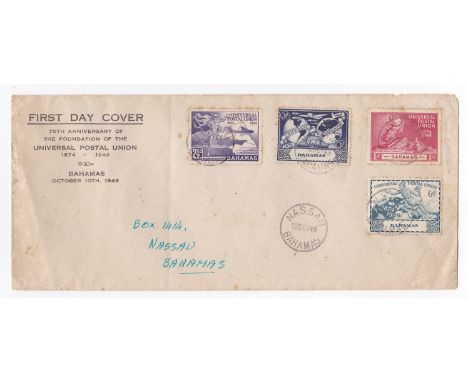 Bahamas 1949 (Oct 10th) UPU., set on First Day Cover, slight foxing to perfs