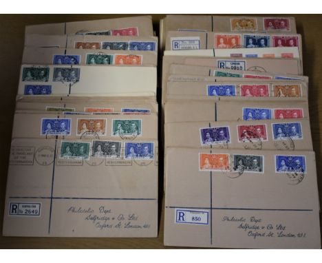 Commonwealth - Selfridge's Philatelic Department range of 1037 Coronation sets on First Day Covers (Registered) (50)