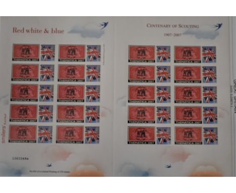 Great Britain 2007 Royal Mail Smiler's Sheet Centenary of Scouting 1 1/2s Stamp - Thematica 20x First Class Union Jack stamps