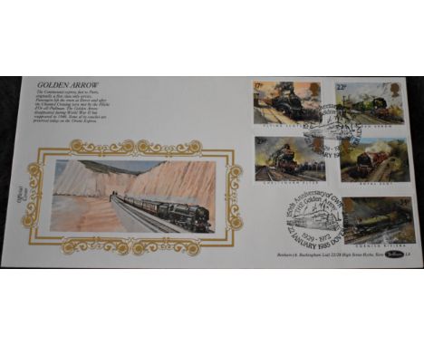 Great Britain FDC 985 (Jan 22nd) Trains Benham Cover, Golden Arrow Dover, BFDC No. 7. 