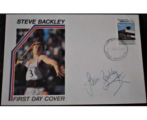 Autographed Covers - Steve Backley on a Barcelona '82' 1990 Grenadiers First Day Cover