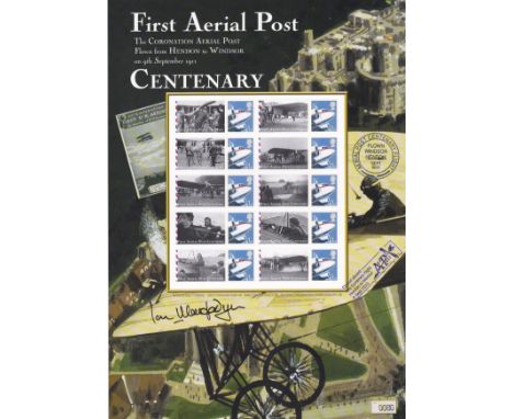 Great Britain 1911 First Aerial Post Centenary Stamp Sheet signed Air Marshall Sir Ian Macfadyen CB., OBE