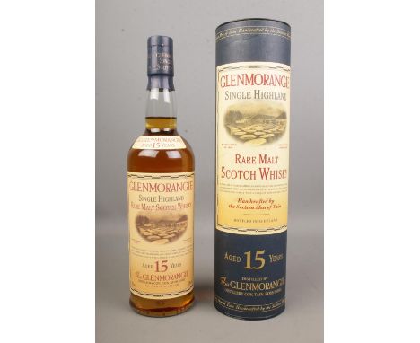 A bottle of Glenmorangie 15 Year Old Rare Malt Scotch Whisky, 43% vol, 70cl in card tube  