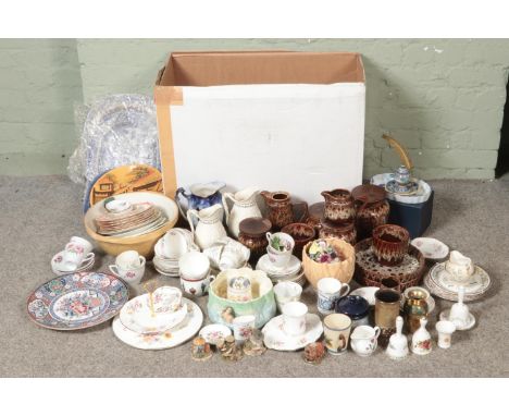 A large quantity of ceramics including Fosters pottery set, Colclough part tea set, Royal Crown Derby Posies pieces, various 