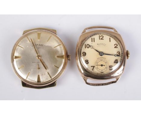 Two Rotary wristwatch heads to include yellow metal Super Sports example.  Neither in working order.