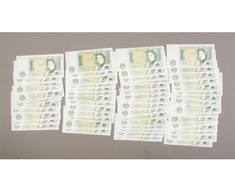 A collection of approx. 55 Bank of England one pound notes to include consecutive print examples.  