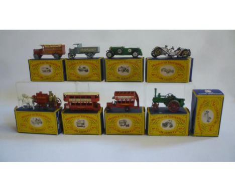 Eight Models of Yesteryear, early boxes, comprising Y.1 Allchin (F-G), Y.2 London Bus (G), Y.3 Tramcar (F), Y.4 Fire Engine (