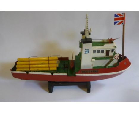A model pipe-laying boat "Red Shank", painted wood construction, electric motor (AF), 31" long