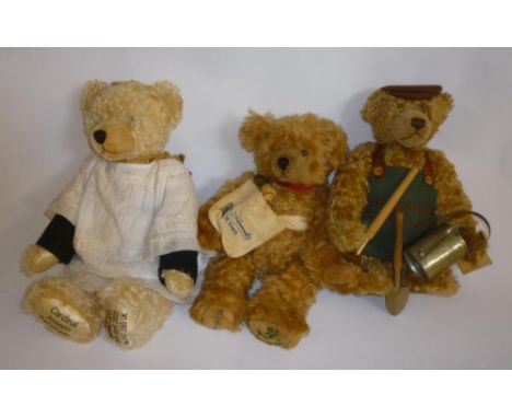 Three Hermann bears, Pope Benedict XVI 2005 (limited edition), 16" high, 70 Years M.J. Hummel Bear, 13" high, Royal Gardener 