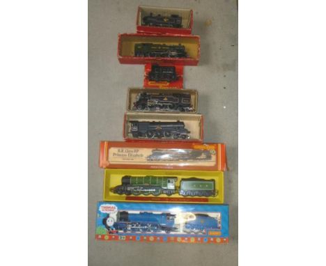 Eight Triang Hornby locomotives comprising Princess Elizabeth, boxed, G, Gordon the blue engine, boxed, G, Flying Scotsman, D