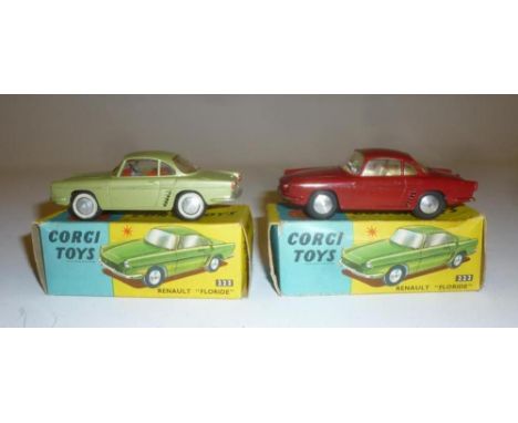 Two 222 Renault Floride, dark red and light olive, boxed, G-E