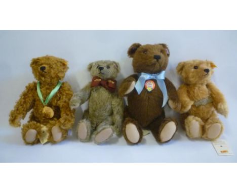 Four Steiff replica bears comprising 1908-2008 Growler, in beige plush with hanging certificate, 11" high, boxed, 2007 Bear i