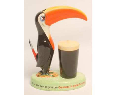 A Guinness Carltonware pottery Toucan with Pint lamp base on oval inscribed base, 9 1/4" high