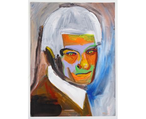 Vic Reeves, acrylic on paper, head portrait, 14.5" x 11", unframed 