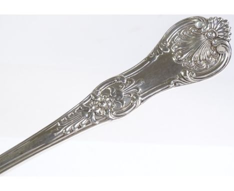 A fine quality Victorian large King's pattern silver ladle, by George W Adams of Chawner &amp; Co, hallmarks London 1866, len