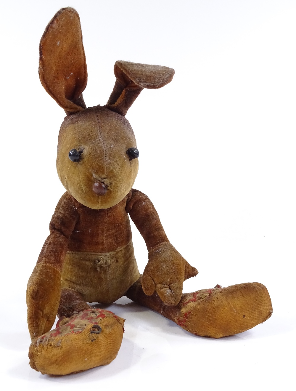 A Vintage velvet soft toy bunny rabbit, height 34cm