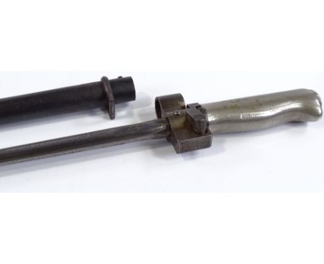 A Continental nickel-hilted spike bayonet, with metal scabbard 