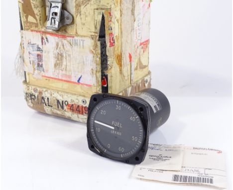 An original Concorde fuel indicator, by Smiths Industries, serial no. TS14090, from aircraft 210G-BOAD, with original box and