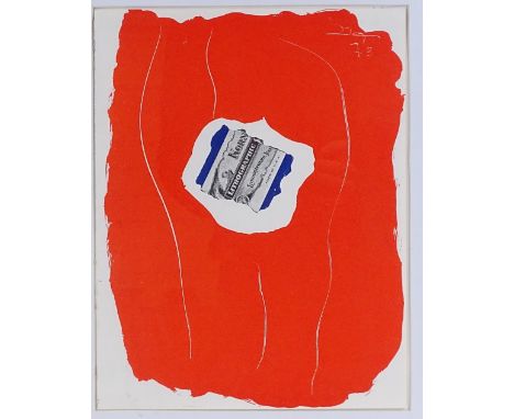 Robert Motherwell, lithograph, Tricolor, 1973, issued by XXth Siecle, sheet size 12" x 9.5", framed 