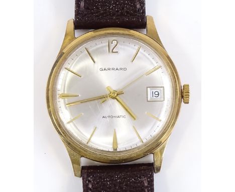 A 9ct gold Garrard Automatic wristwatch, 25 jewel movement with date aperture, case no. 0865, case width 34mm, working order,