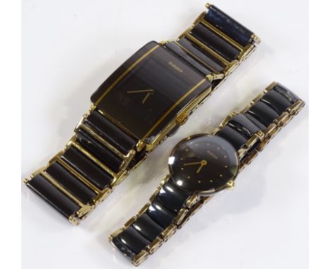 2 Rado DiaStar Quartz wristwatches, stainless steel case with ceramic straps, largest case width 27mm, working order 