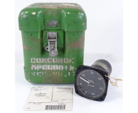 An original Concorde fuel indicator, by Smiths Industries, serial no. TS10702, from aircraft 210G-BOAD, with original box and