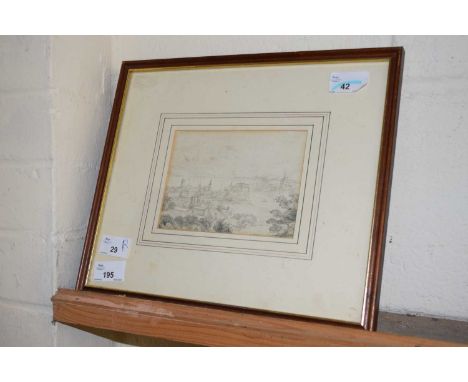 British 20th Century, Preparatory Sketch of an unidentified English Town. Pencil and wash. 4.5x6ins