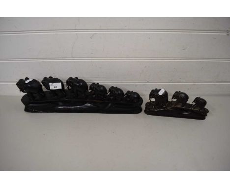 TWO VINTAGE EBONY ELEPHANT PROCESSION MODELS