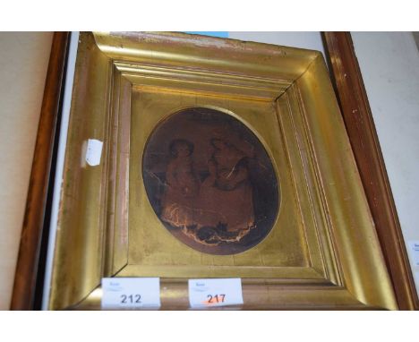 19TH CENTURY GILT PICTURE FRAME CONTAINING A HEAVILY DISCOLOURED PORTRAIT PRINT